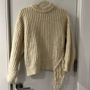 Mango Chunky Knit Fringe Sweater